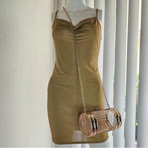 Womens Dress Size S  Gold Draped Cowl Neck